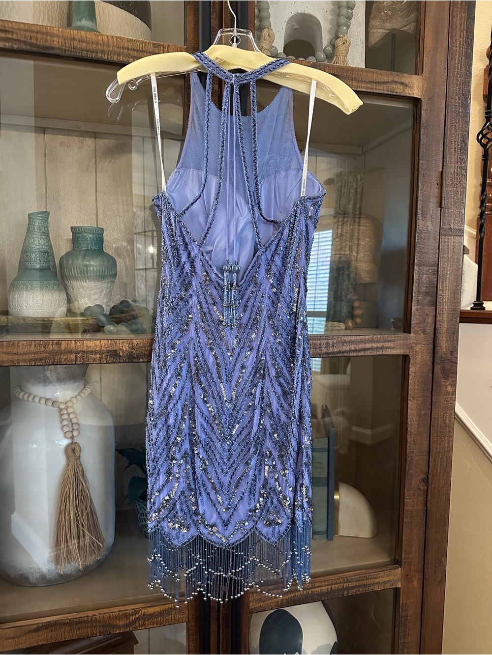 Sherri Hill Lavender Beaded Halter Mini Dress - Picture 3 of 6